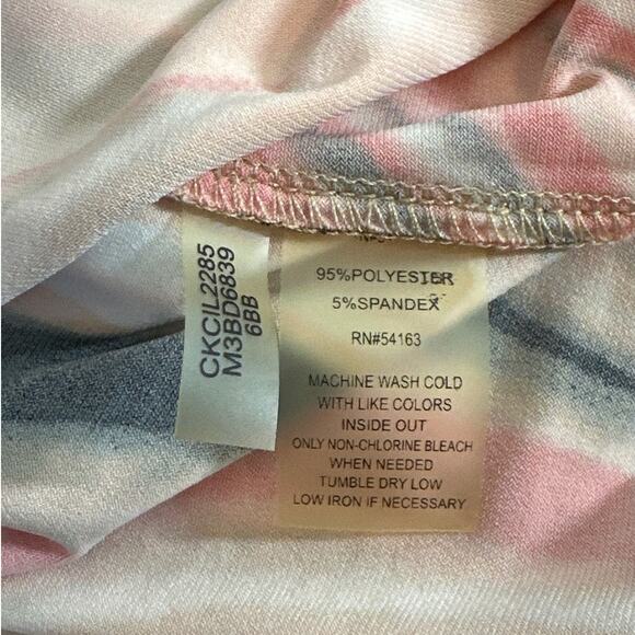 Calvin Klein Swirl Abstract Print Peach Coral Black Shift Dress Colorful Size L - Picture 14 of 15